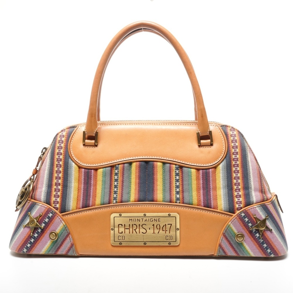 Christian Dior 2002 Montaigne Cadillac John Galliano Canvas and Leather Handb...